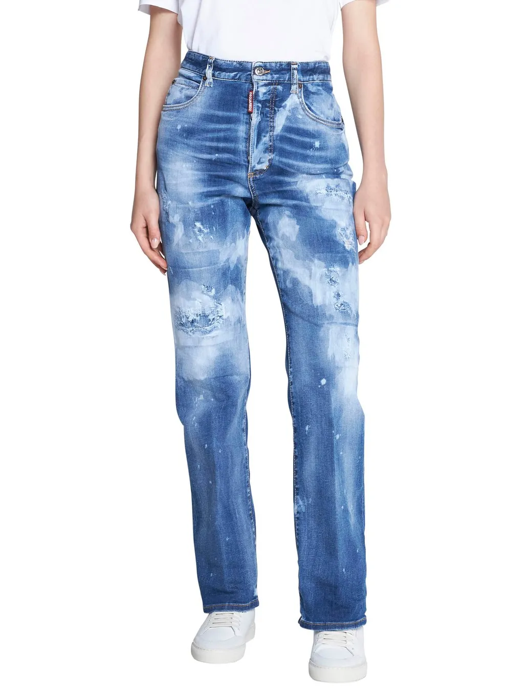 High-Waisted Distressed Jeans