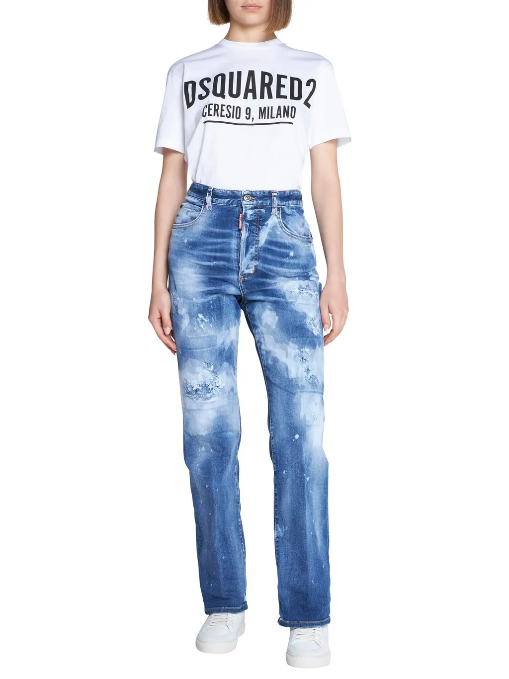 High-Waisted Distressed Jeans