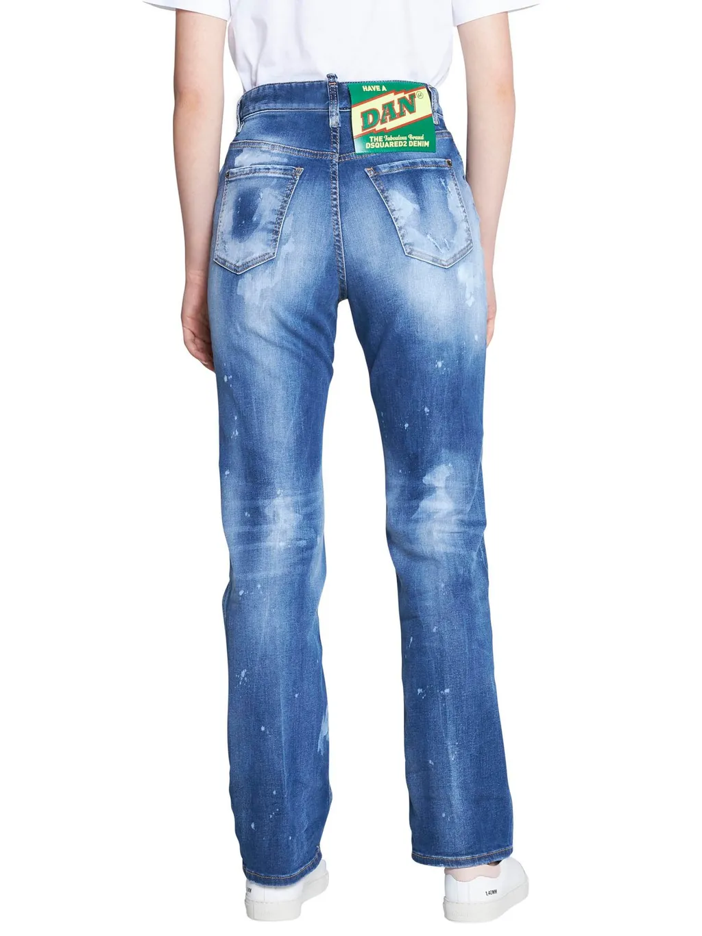 High-Waisted Distressed Jeans