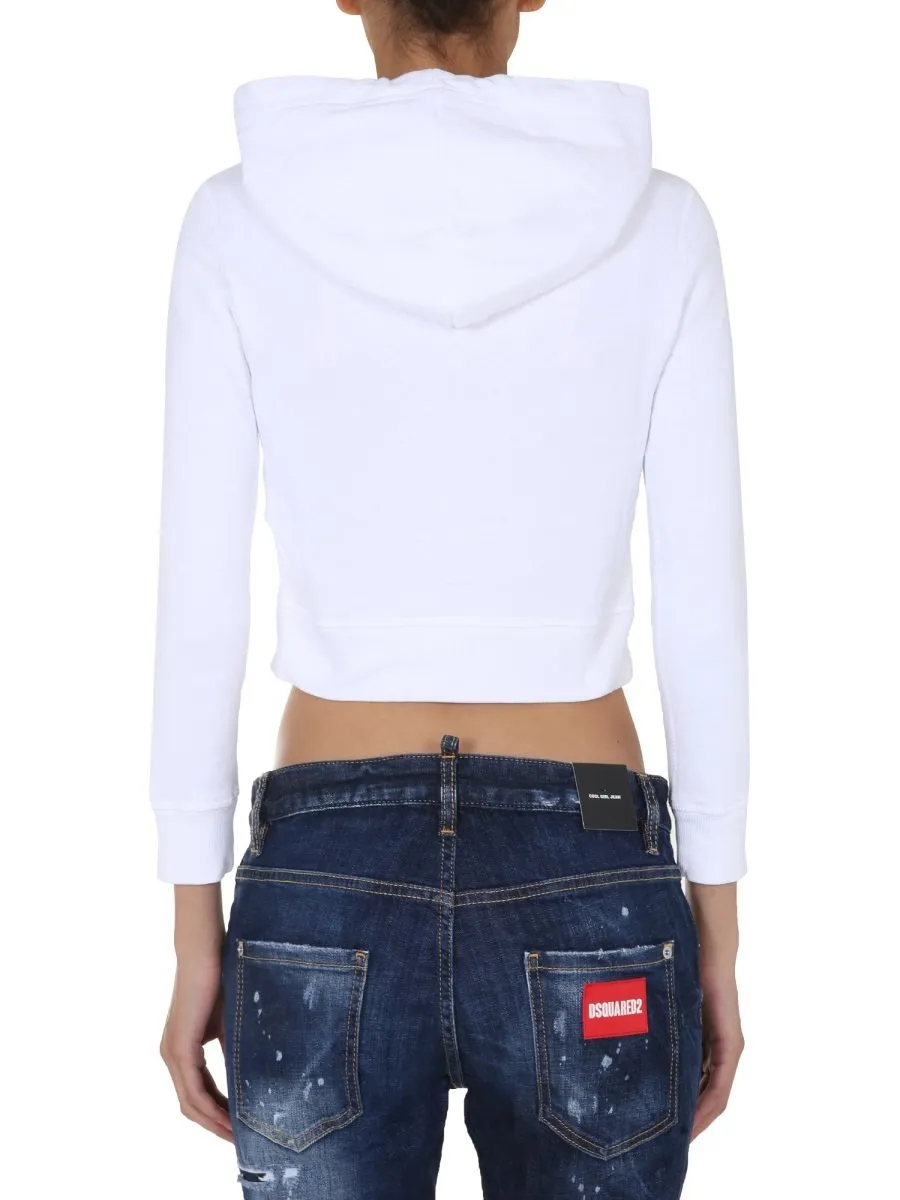 Graphic Print Cropped Hoodie