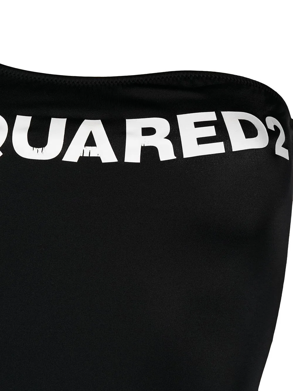 Single Shoulder Logo Print Swimsuit