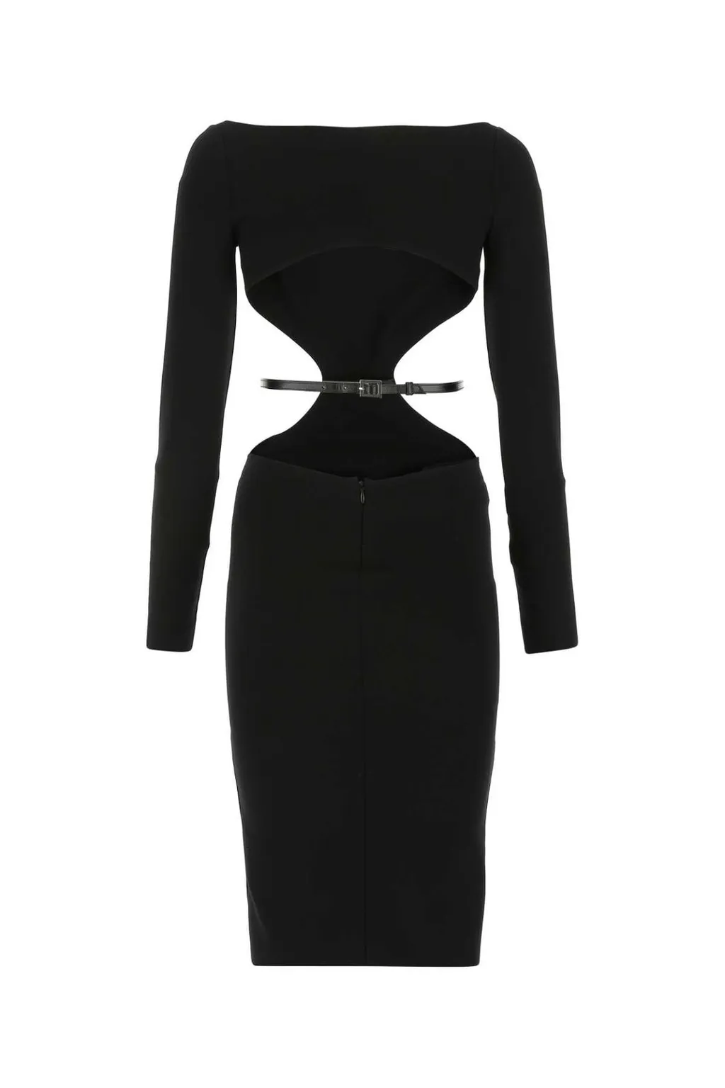 Cut-Out Detailed Belted Midi Dress