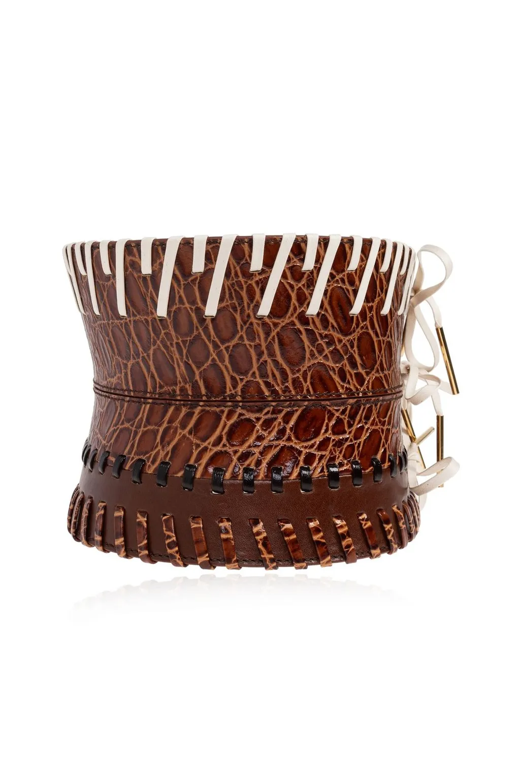 Whipstitch Embellished Lace-Up Belt