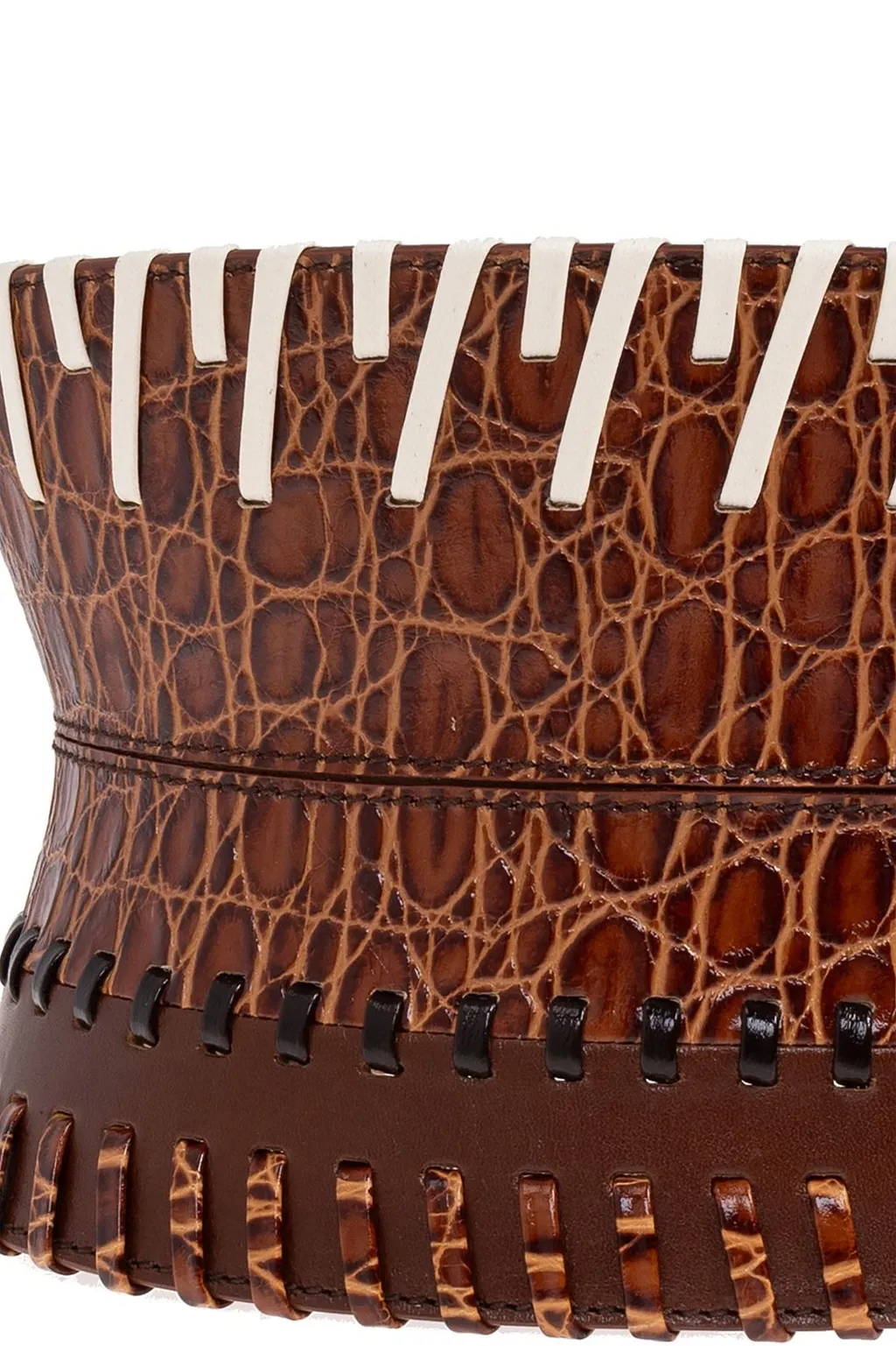 Whipstitch Embellished Lace-Up Belt