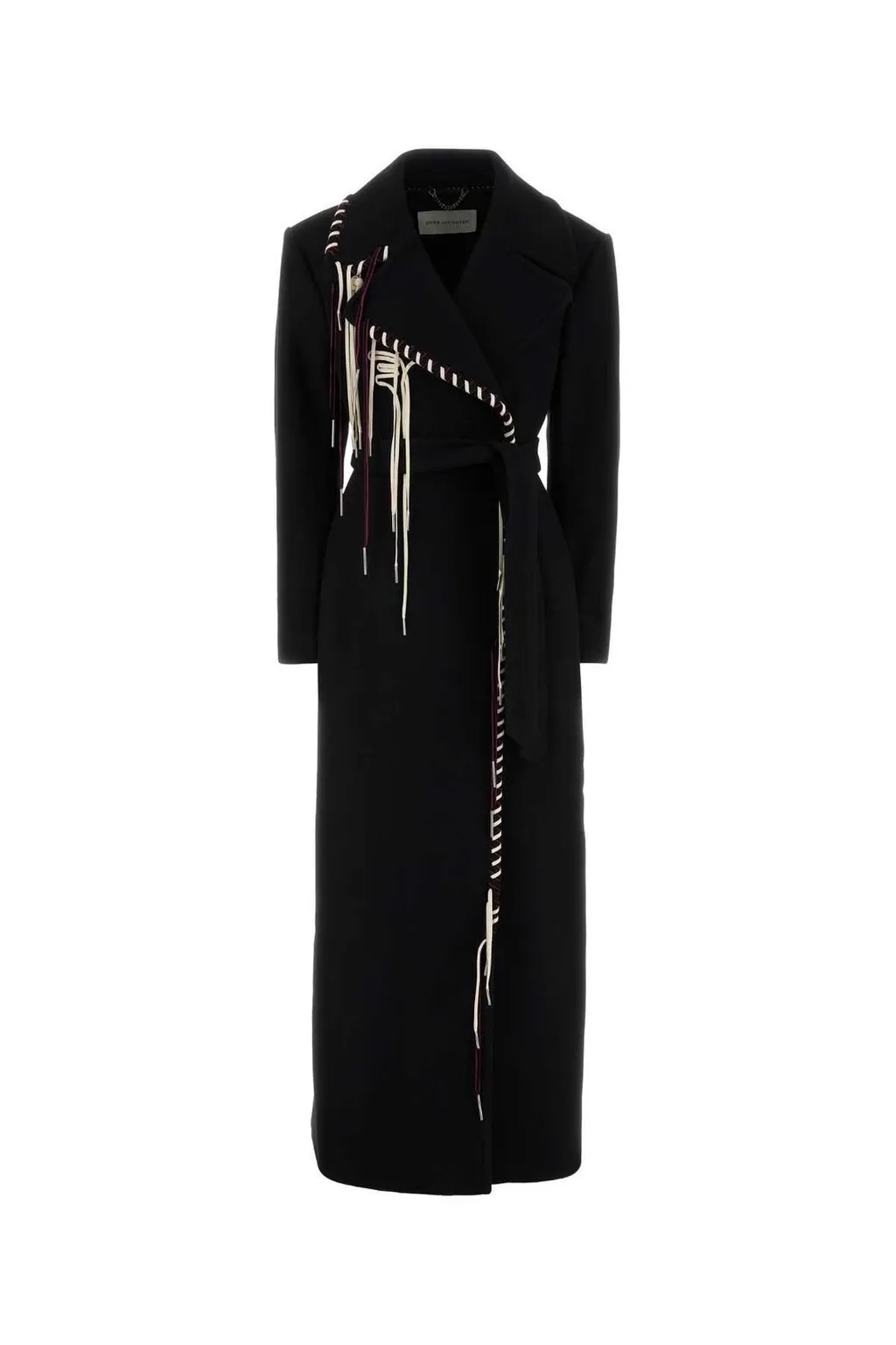 Whipstitch-Embellished Self-Tie Coat
