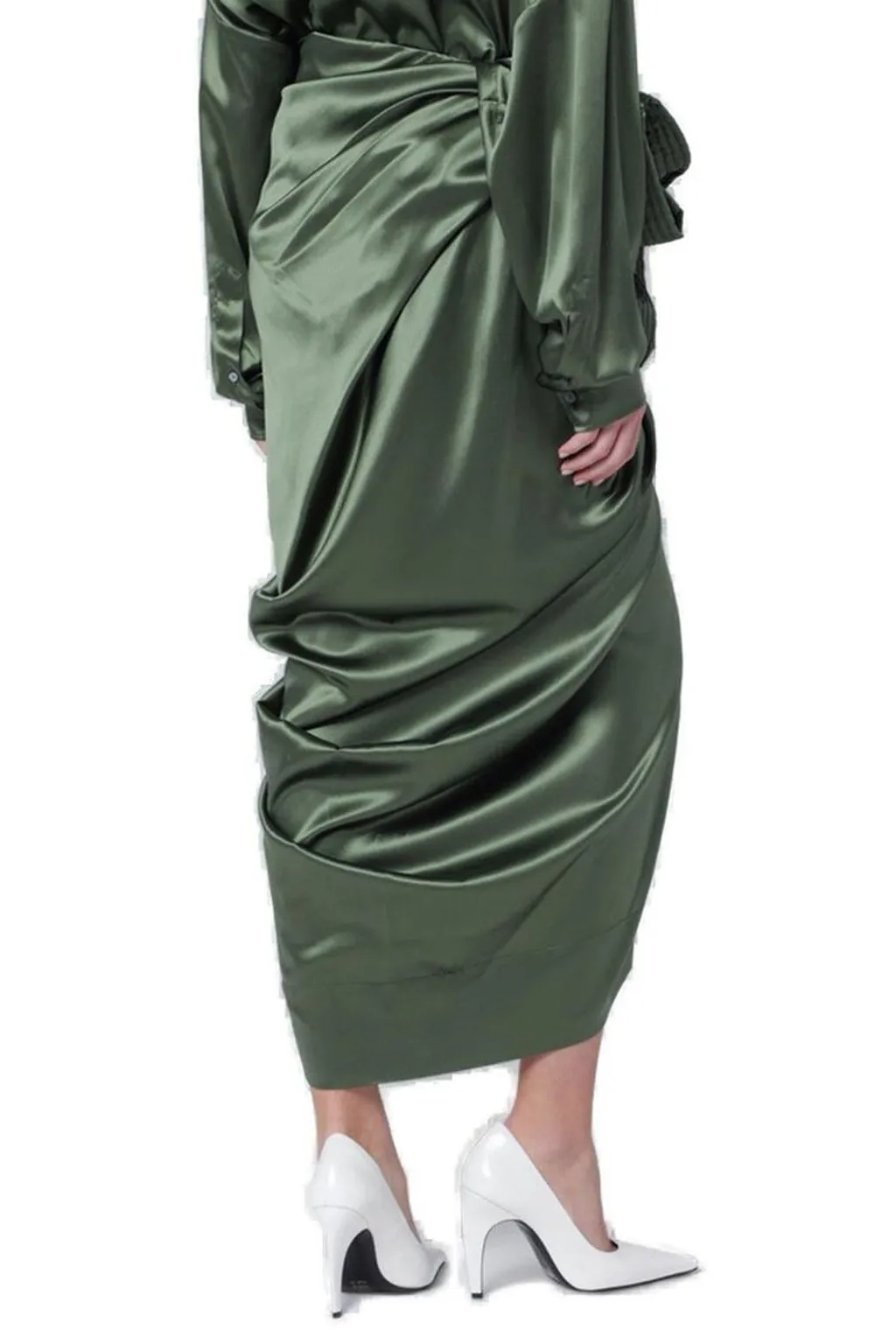 Draped Satin Skirt