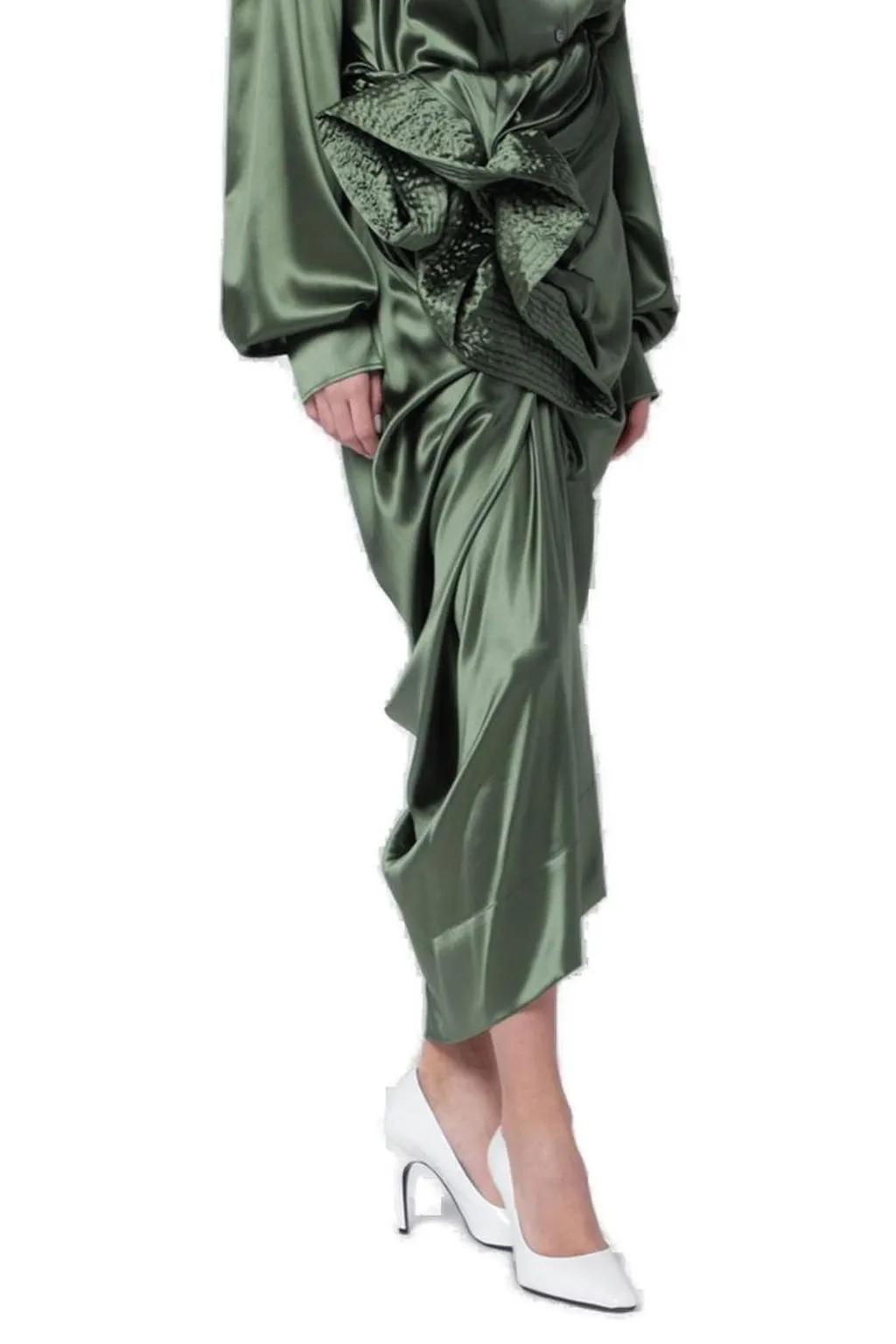 Draped Satin Skirt