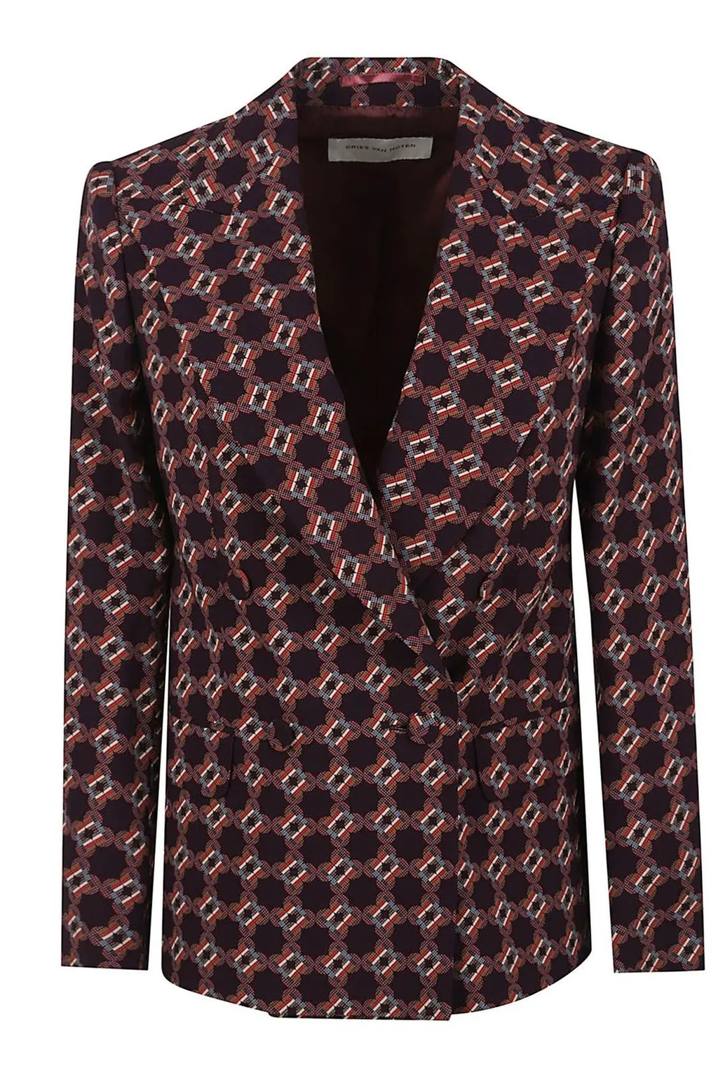 Patterned Double-Breasted Blazer