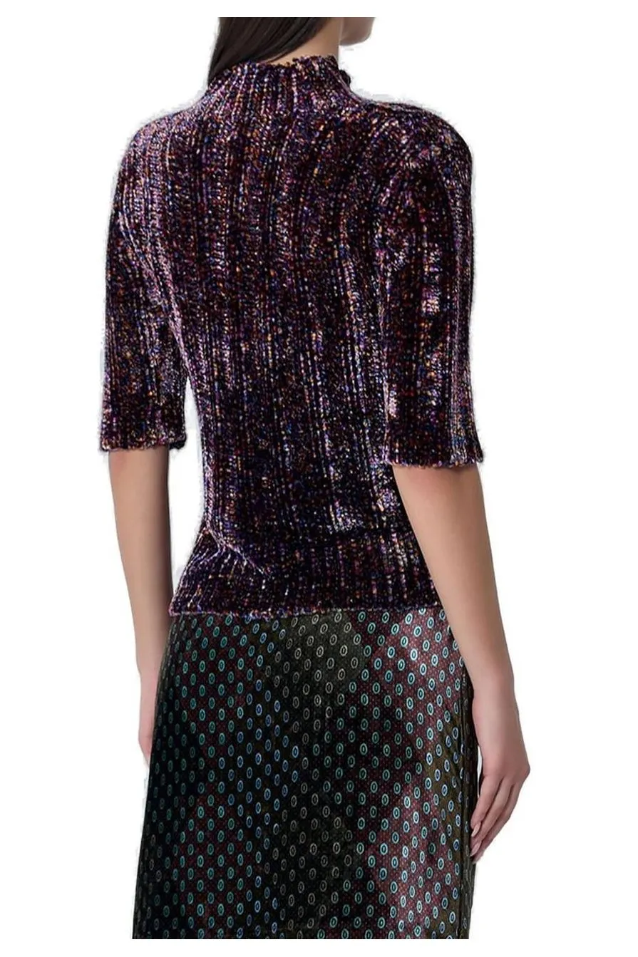 Mock Neck Short-Sleeved Sweater
