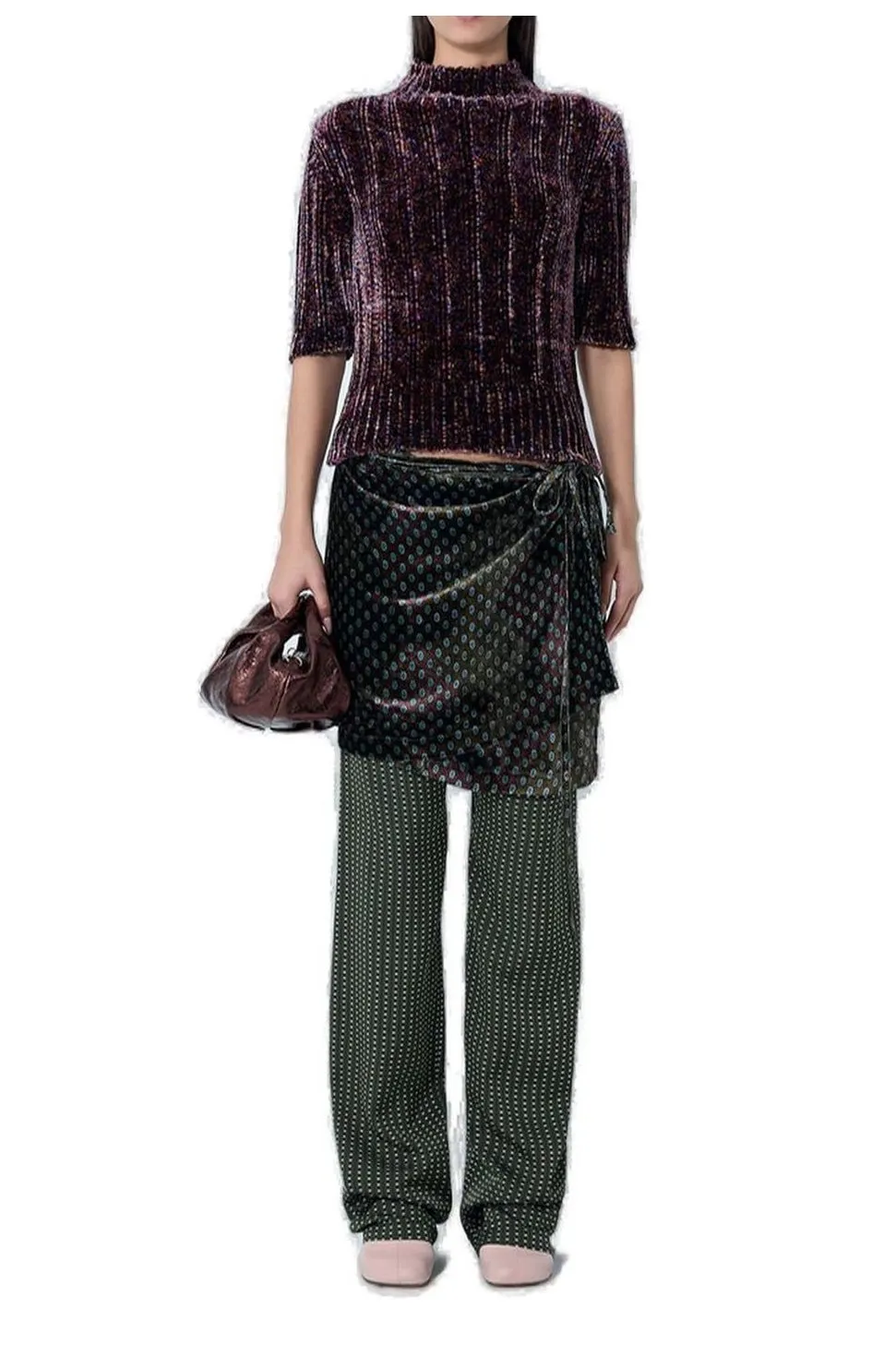 Mock Neck Short-Sleeved Sweater