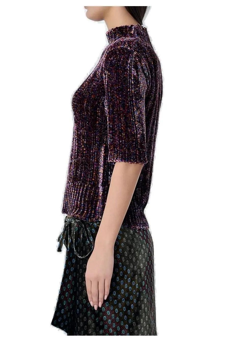 Mock Neck Short-Sleeved Sweater