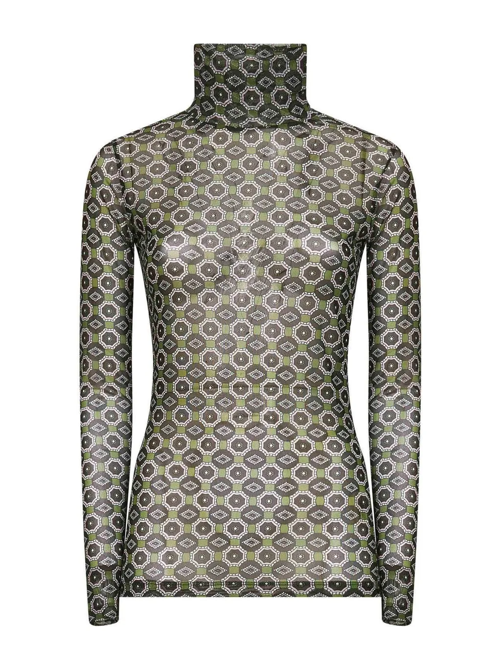 High-Neck Semi Sheer Top