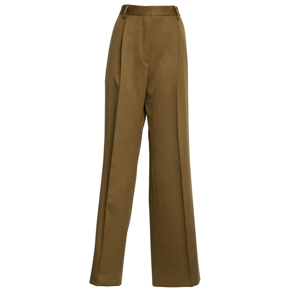 Straight-Leg Pleated Trousers