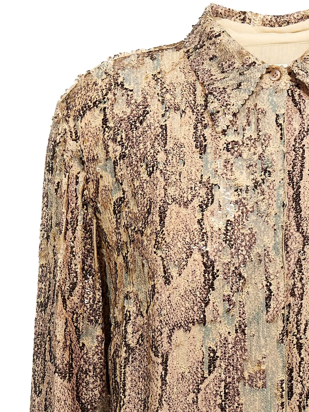 Pattern-Printed Button-Up Shirt