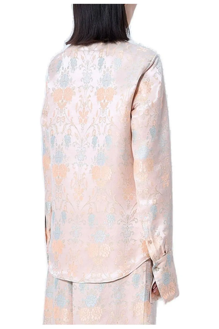 Jacquard Curved Hem Shirt