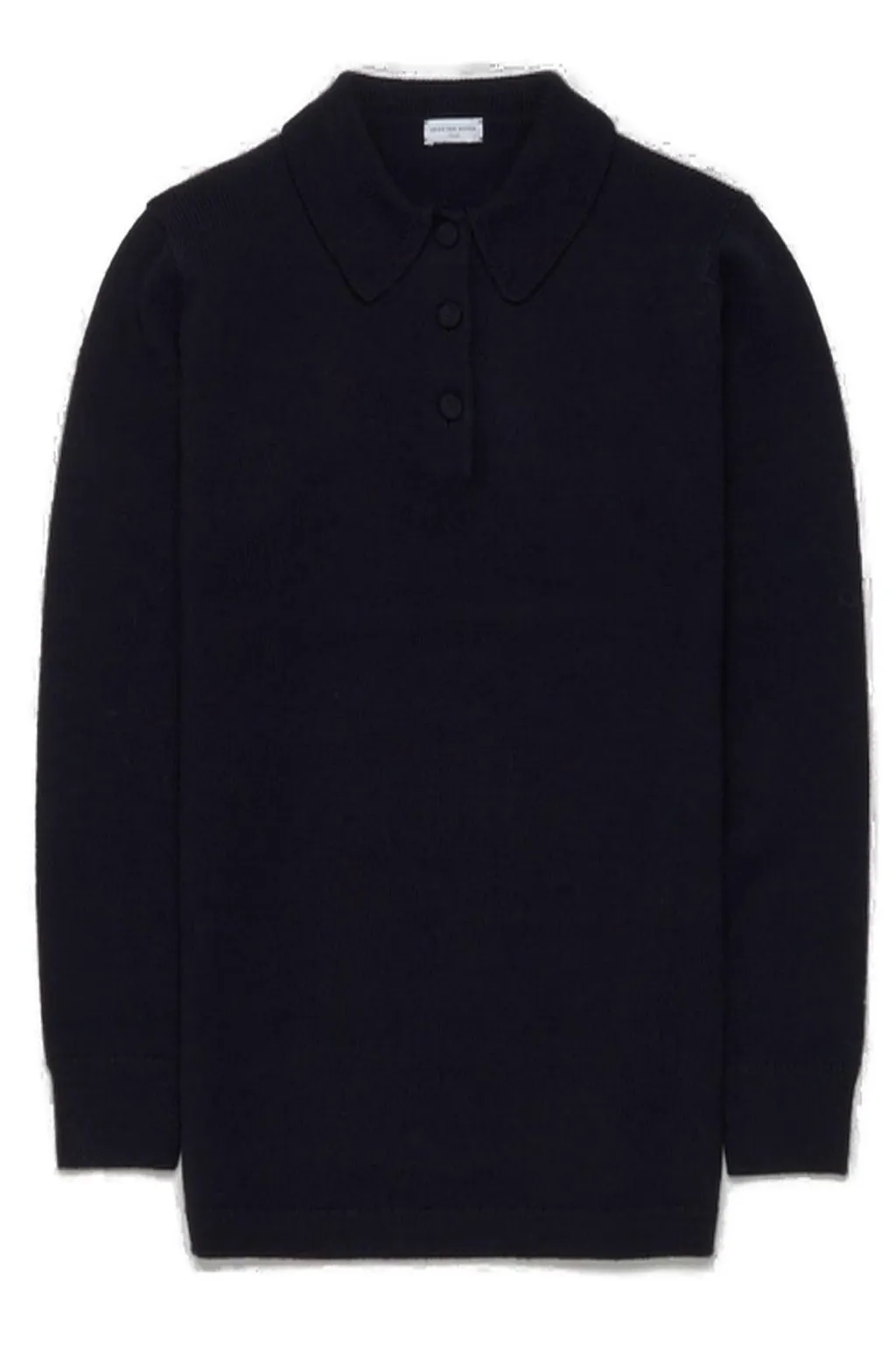Ribbed Trim Knitted Polo Top