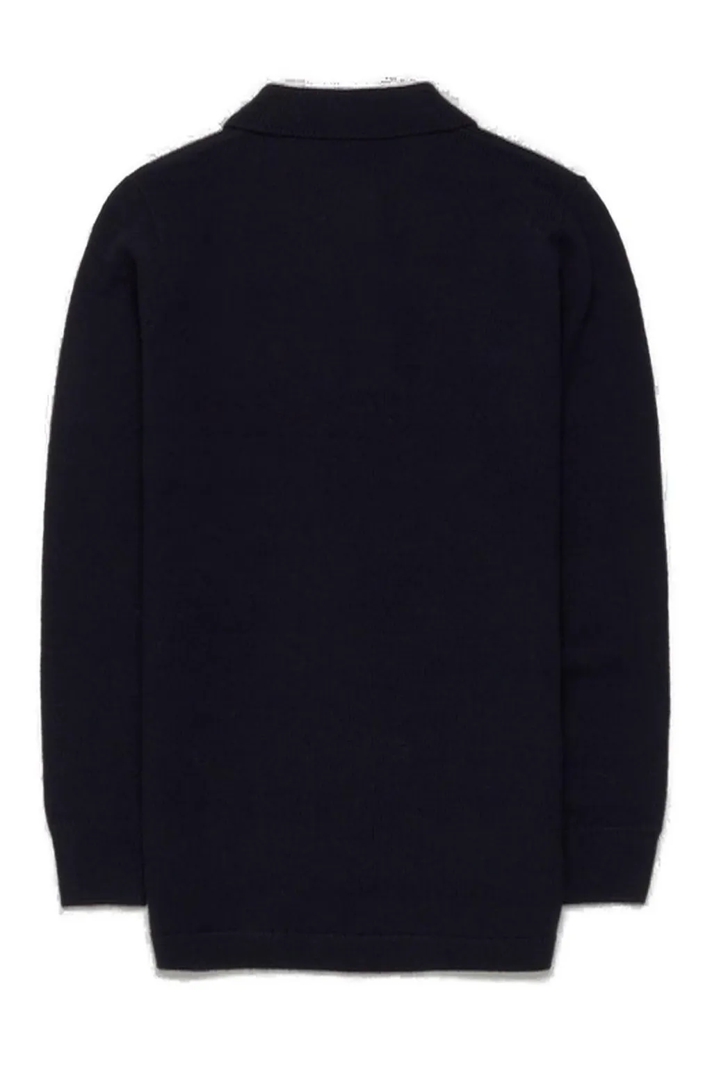 Ribbed Trim Knitted Polo Top