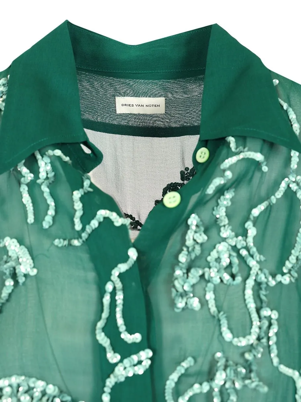 Long-Sleeved Sequin Embellished Shirt