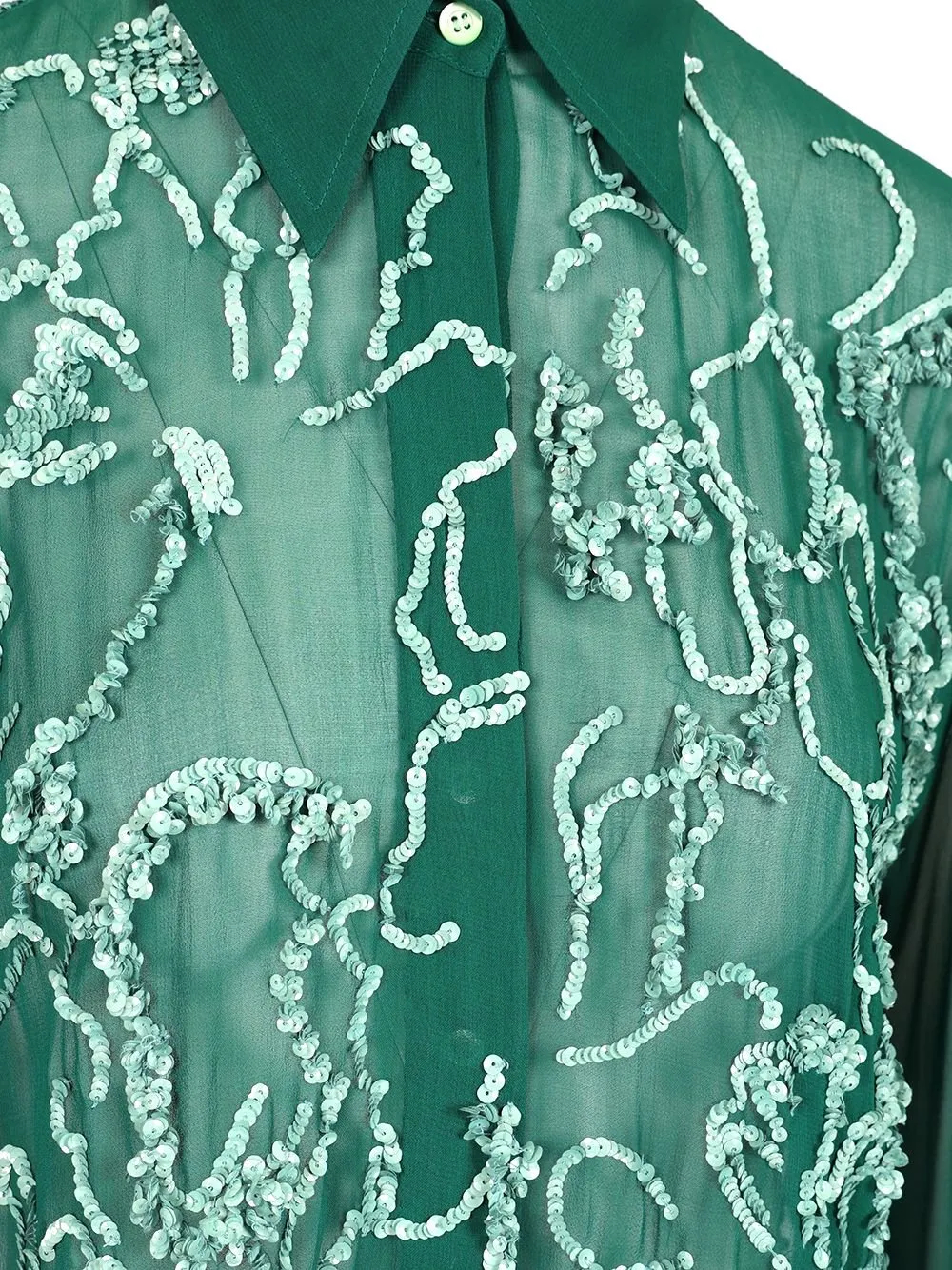 Long-Sleeved Sequin Embellished Shirt