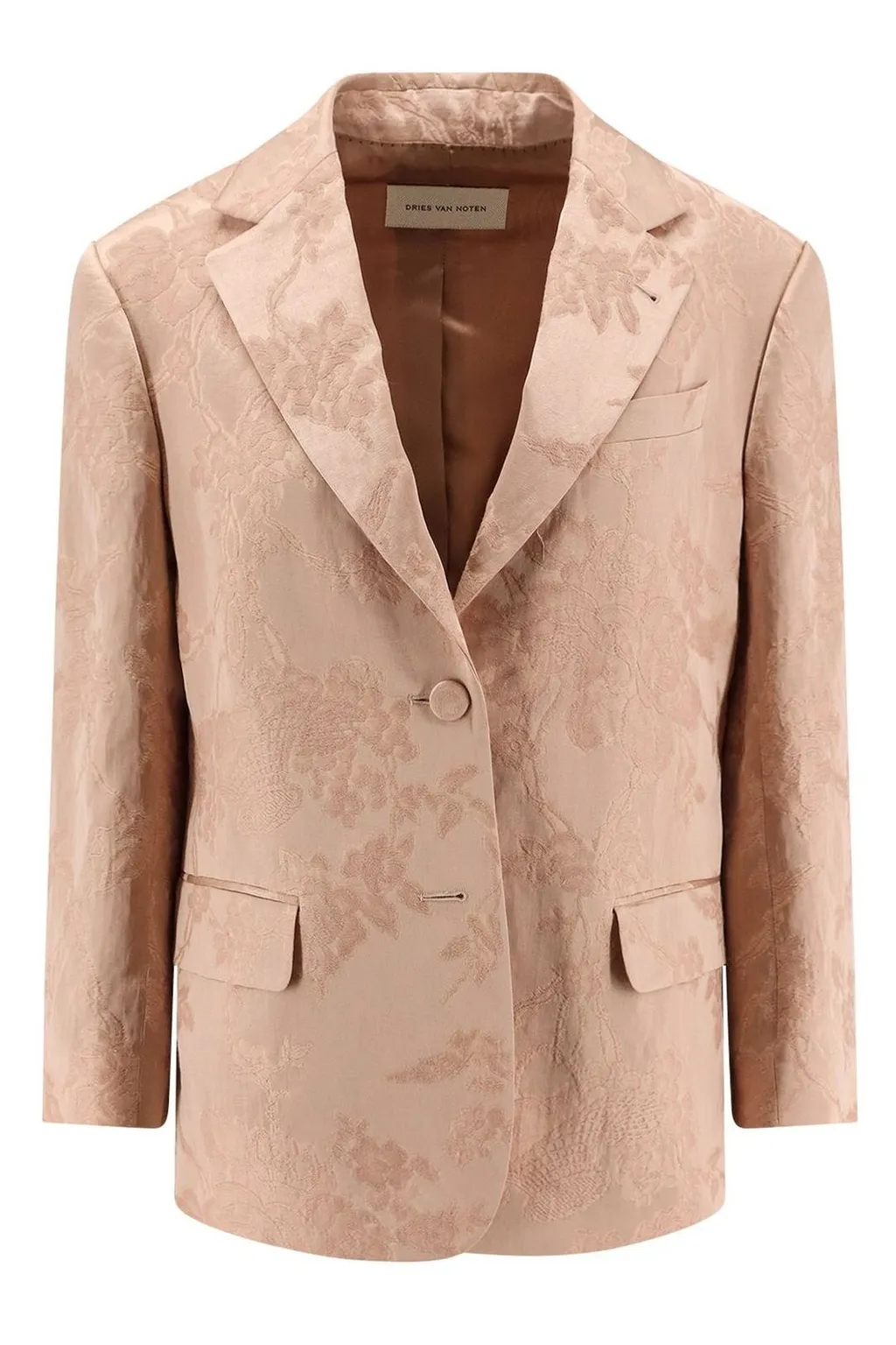 Floral Jacquard Single-Breasted Blazer