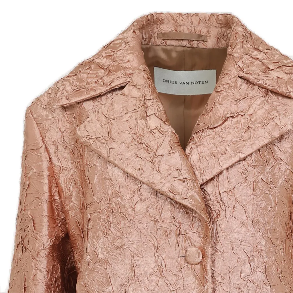 Crinkle Effect Single Breasted Coat