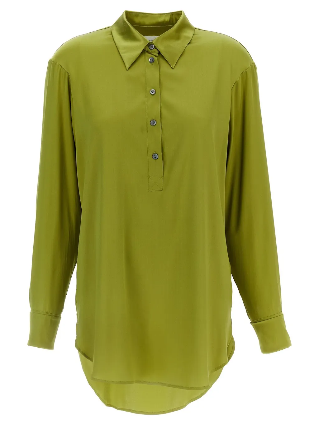 Corsala Button-Up Satin Shirt
