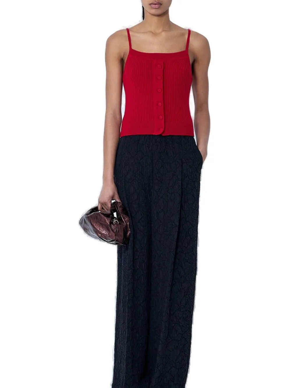Buttoned Rib Tank Top