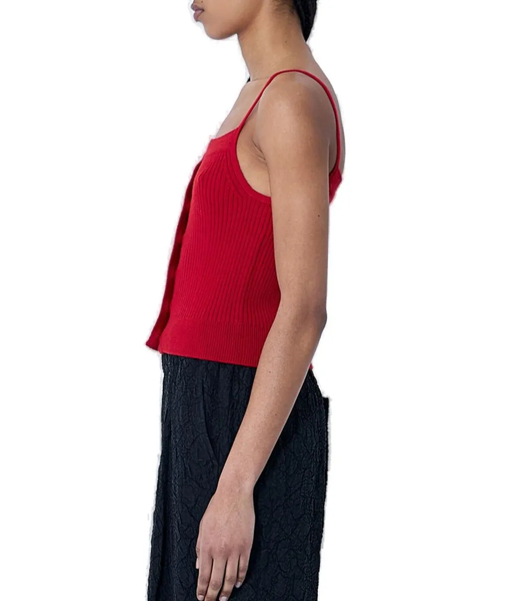 Buttoned Rib Tank Top