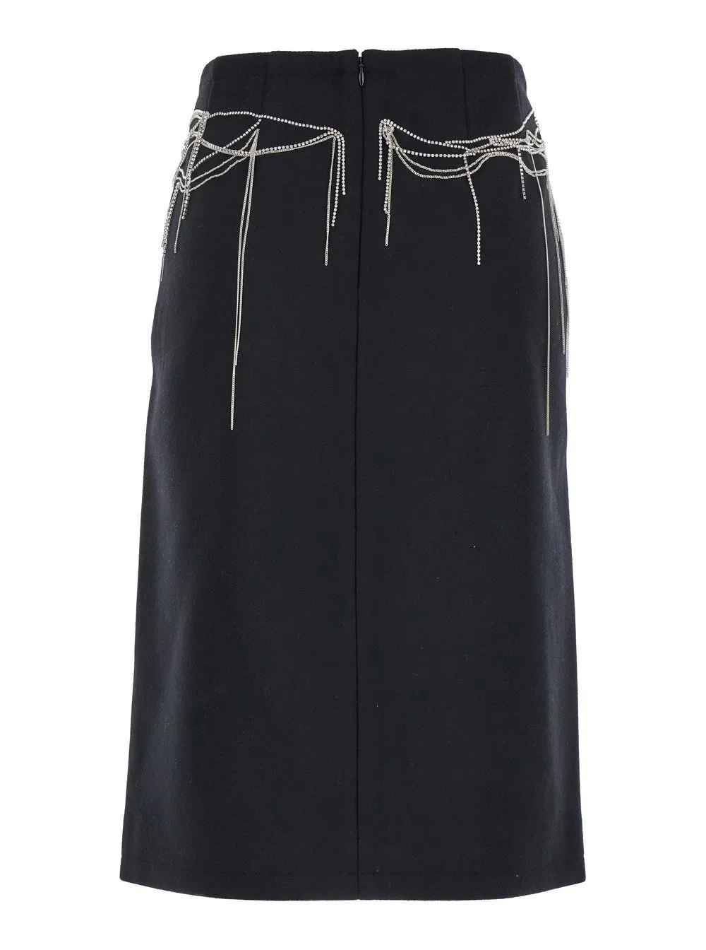 Embellished Front Slit Midi Skirt