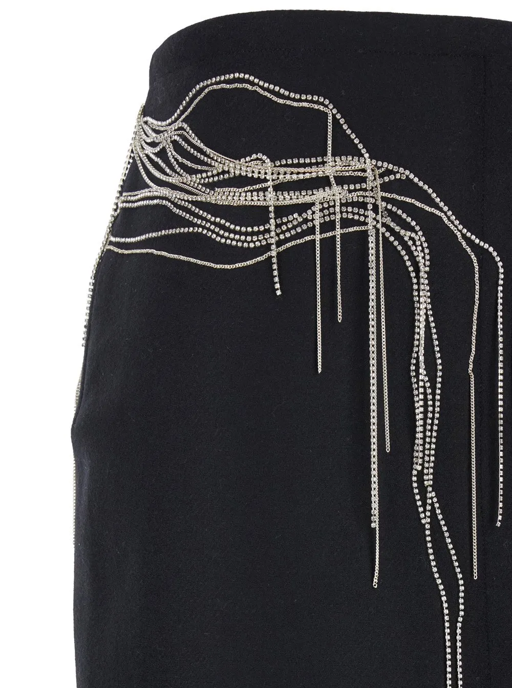 Embellished Front Slit Midi Skirt