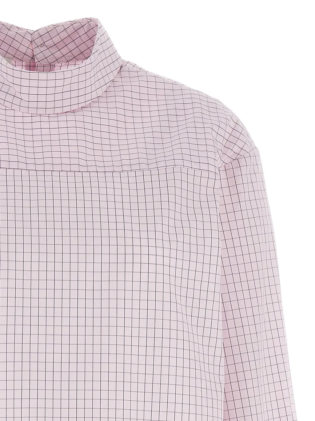 Grid Mock-Neck Long-Sleeve Shirt