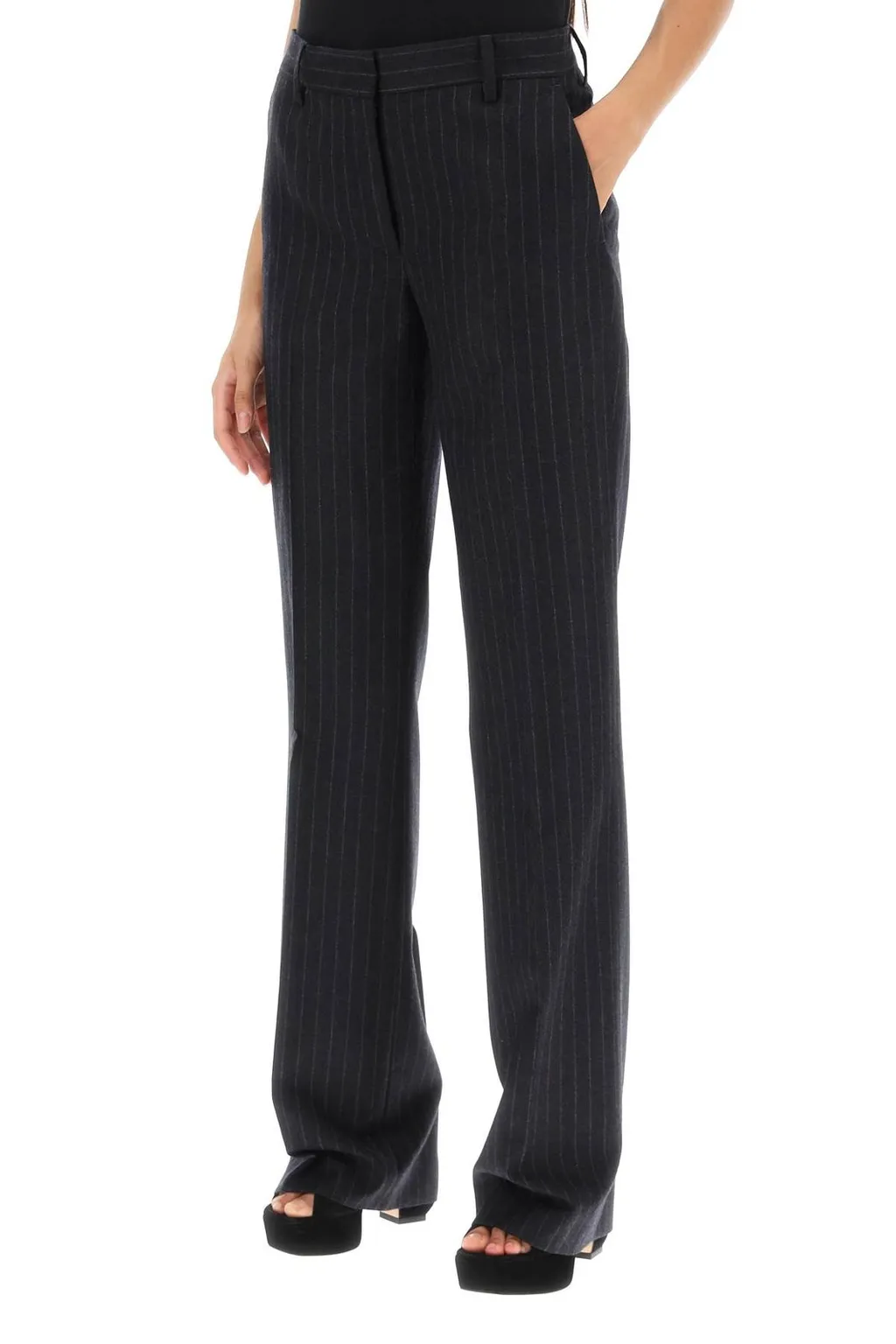 Pinstripe Mid Rise Trousers