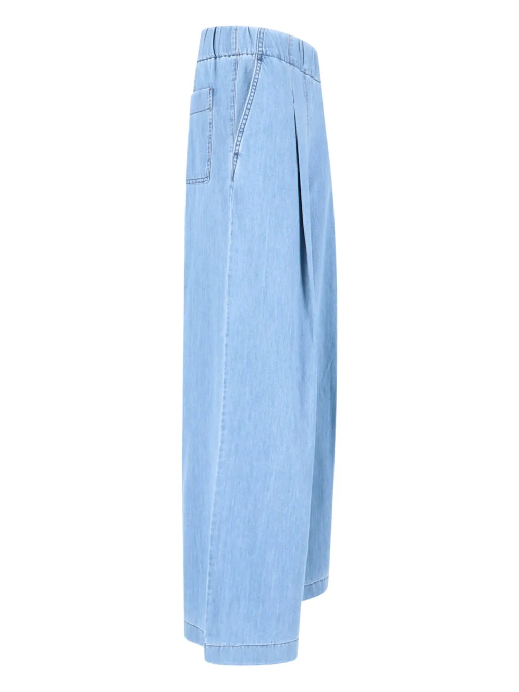 Low Rise Pleated Wide Leg Jeans