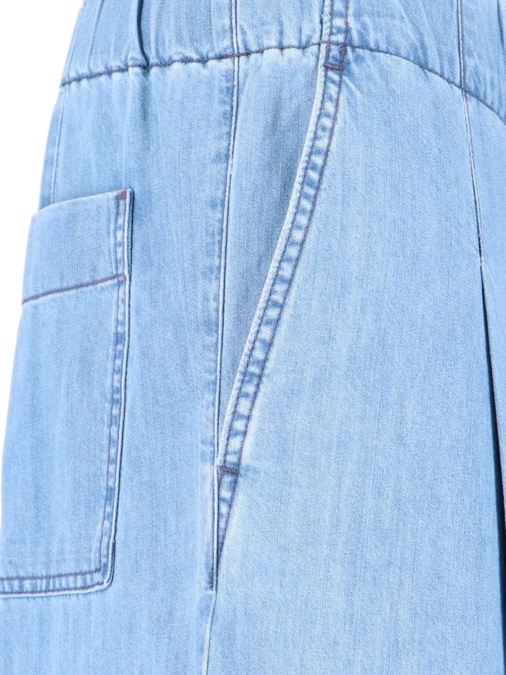 Low Rise Pleated Wide Leg Jeans