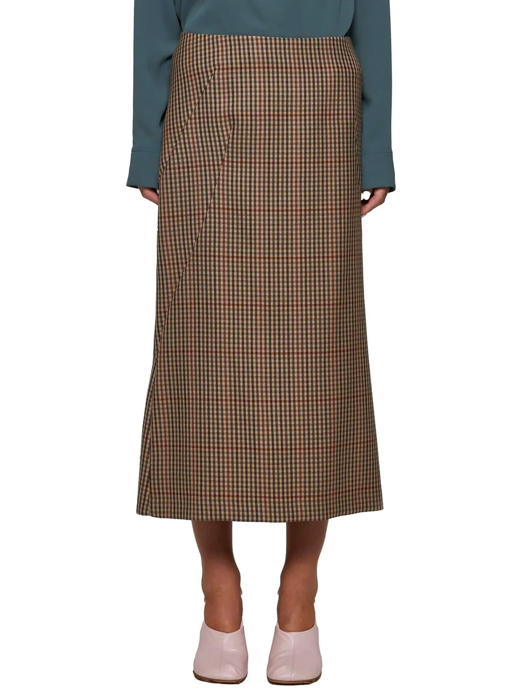 Checked Flared Skirt