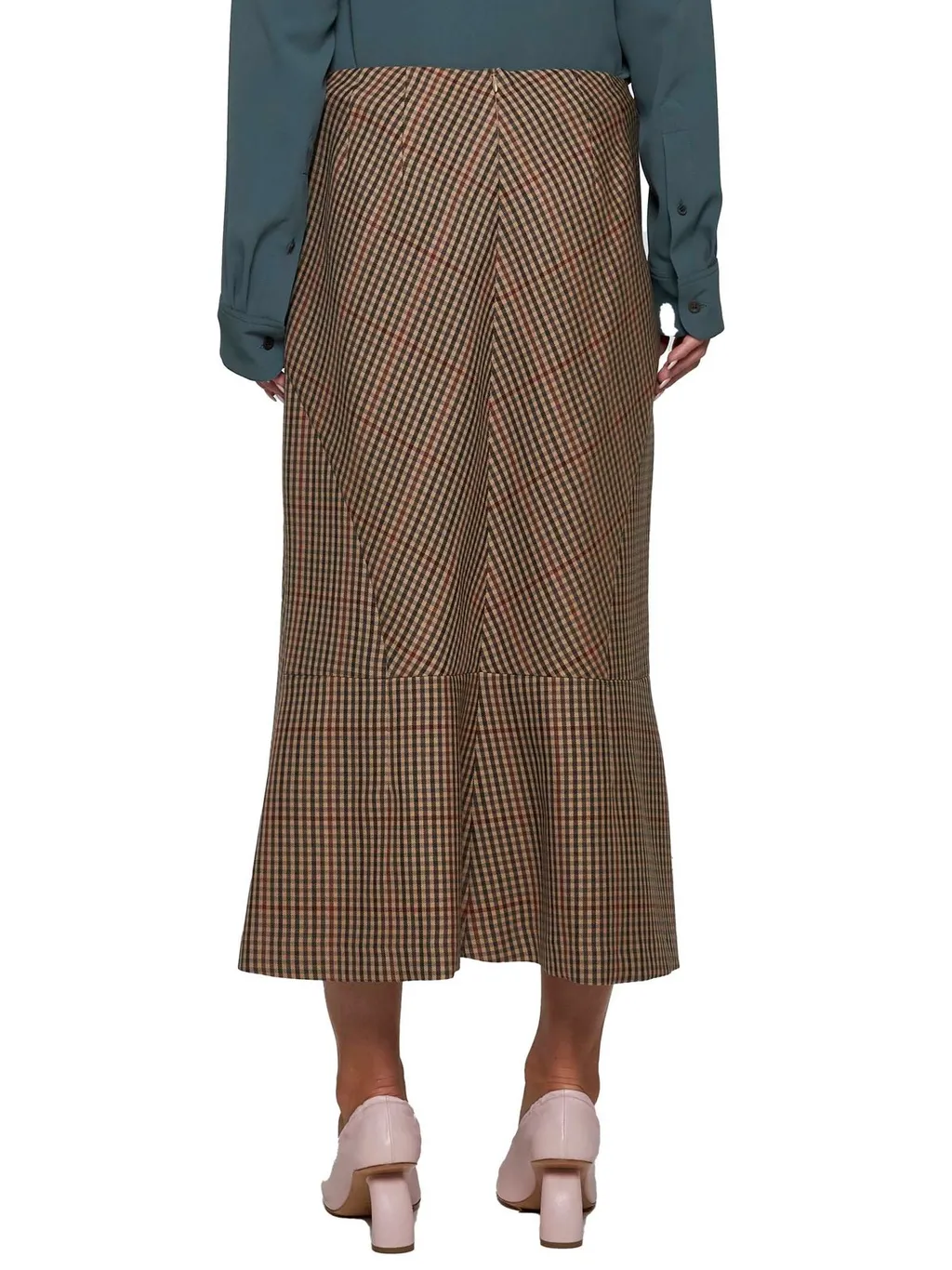 Checked Flared Skirt