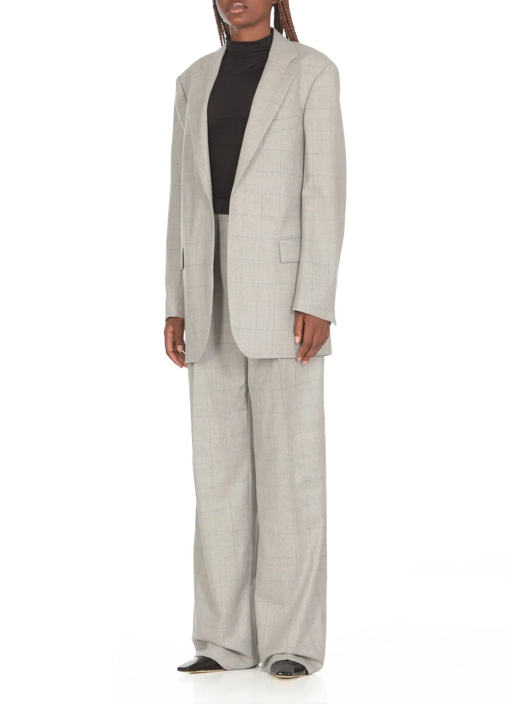 Checked Long Blazer
