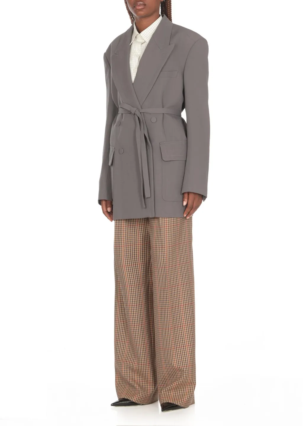 Double-Breasted Belted Blazer