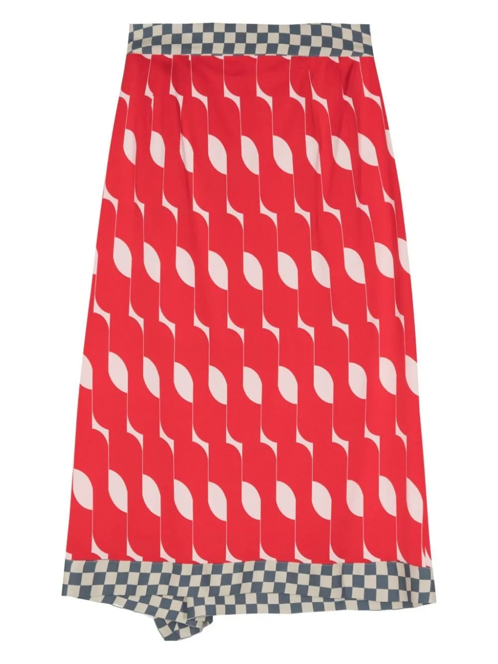 Geometric Printed Slit-Detailed Skirt