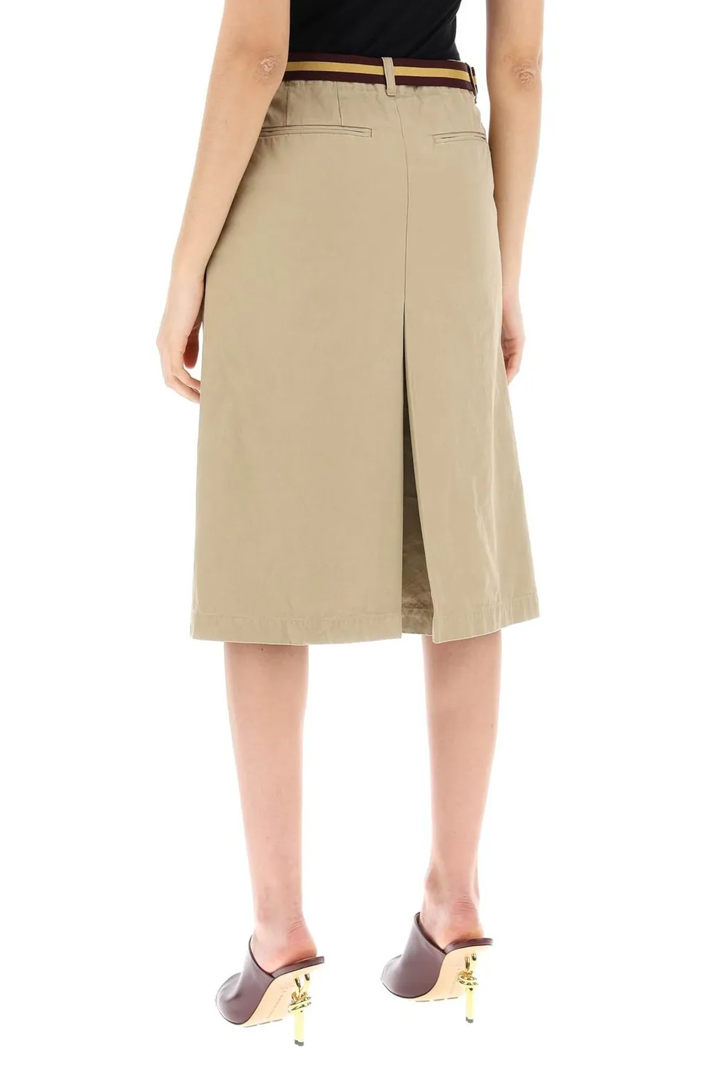 Slit Detailed Belted Skirt
