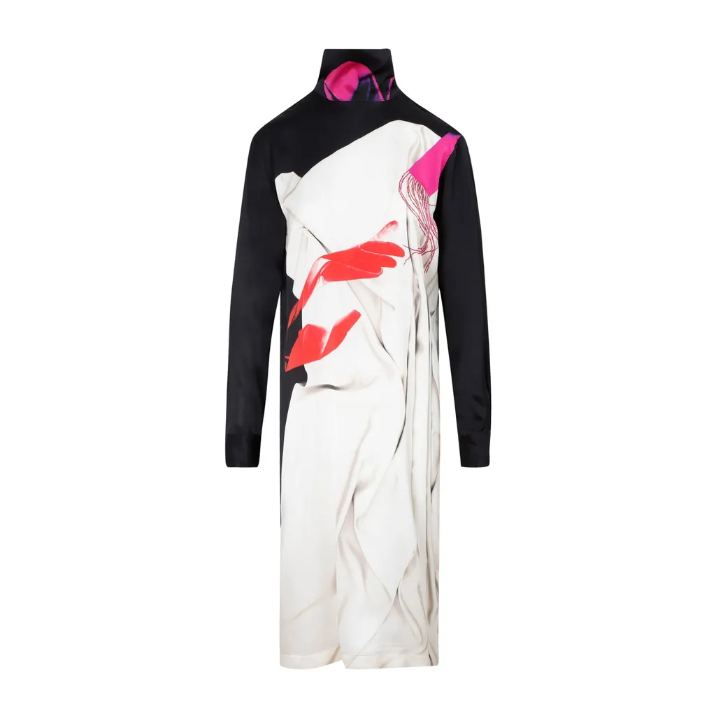 High Neck Printed Dress