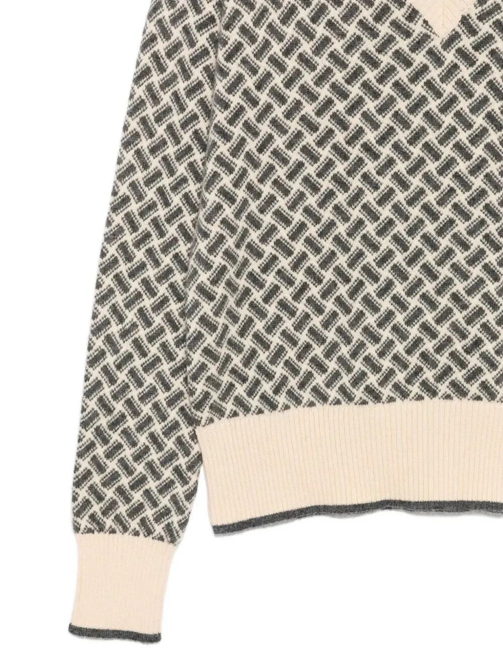 Geometric V-Neck Sweater