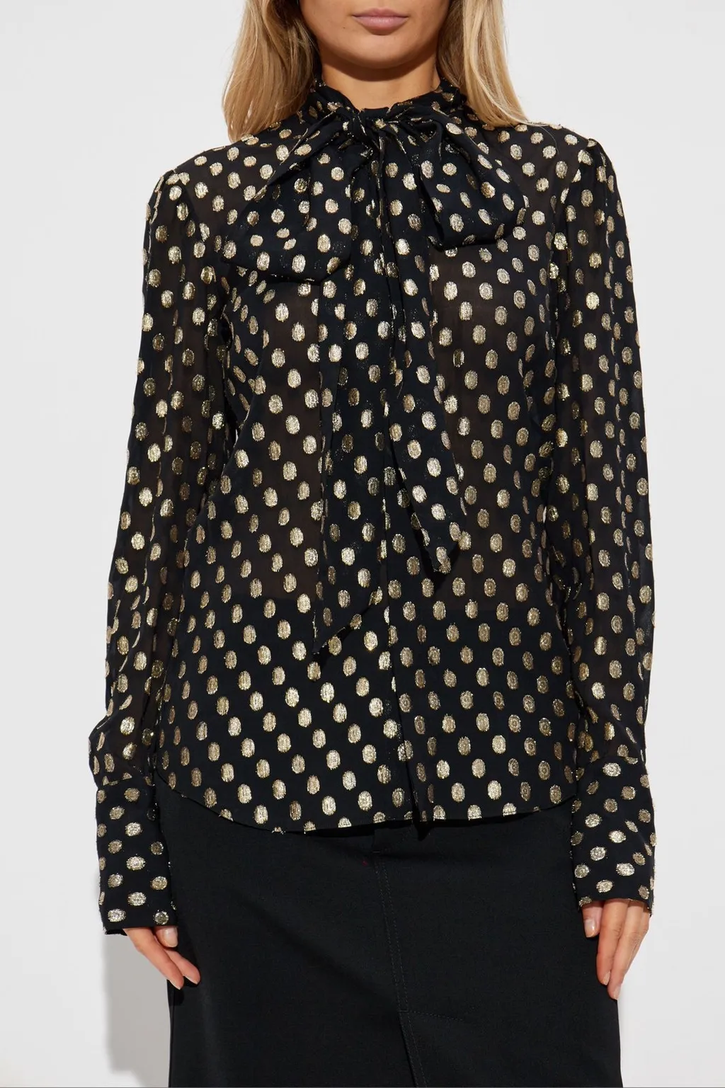 Graphic Printed Tied-Neck Shirt