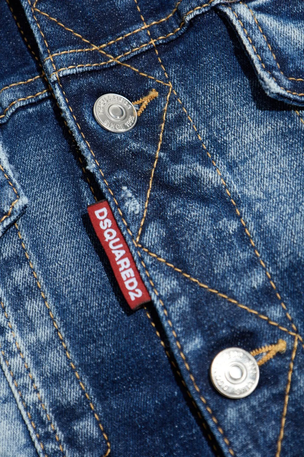 Buttoned Distressed Denim Jacket