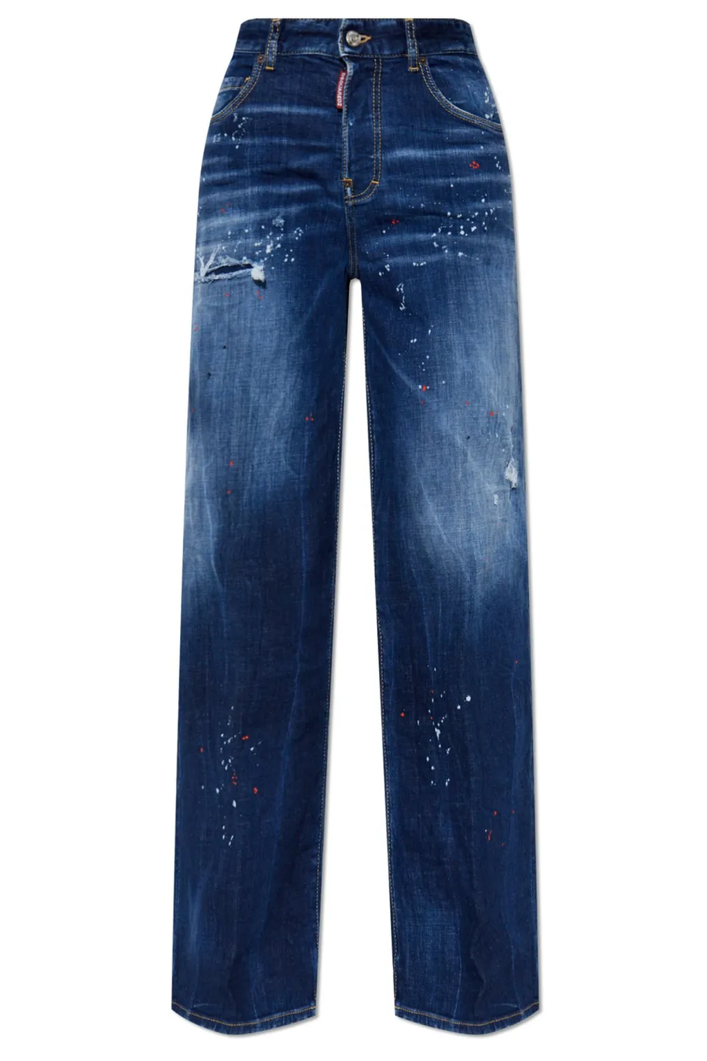 Distressed Wide-Leg Jeans