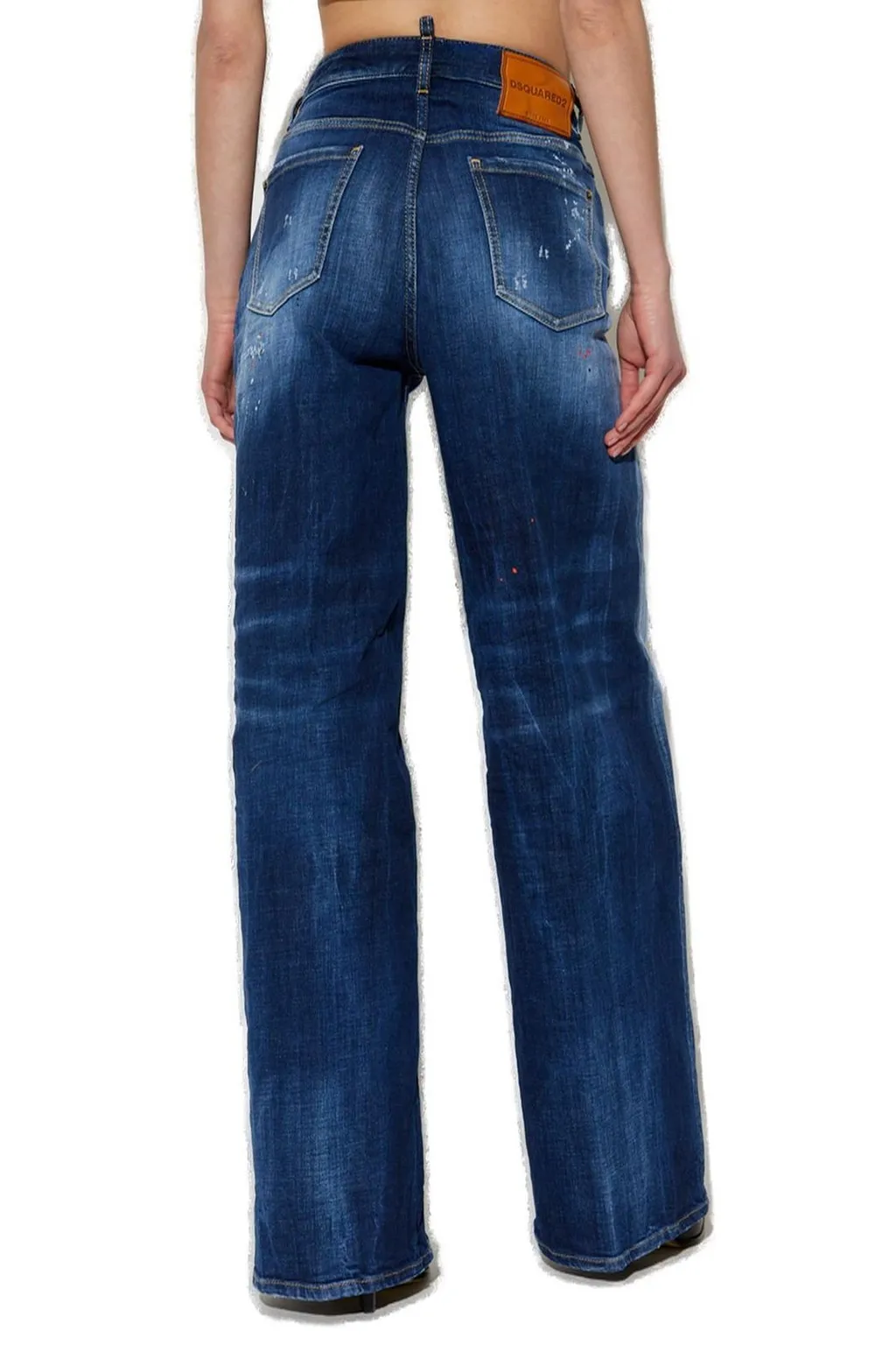 Distressed Wide-Leg Jeans
