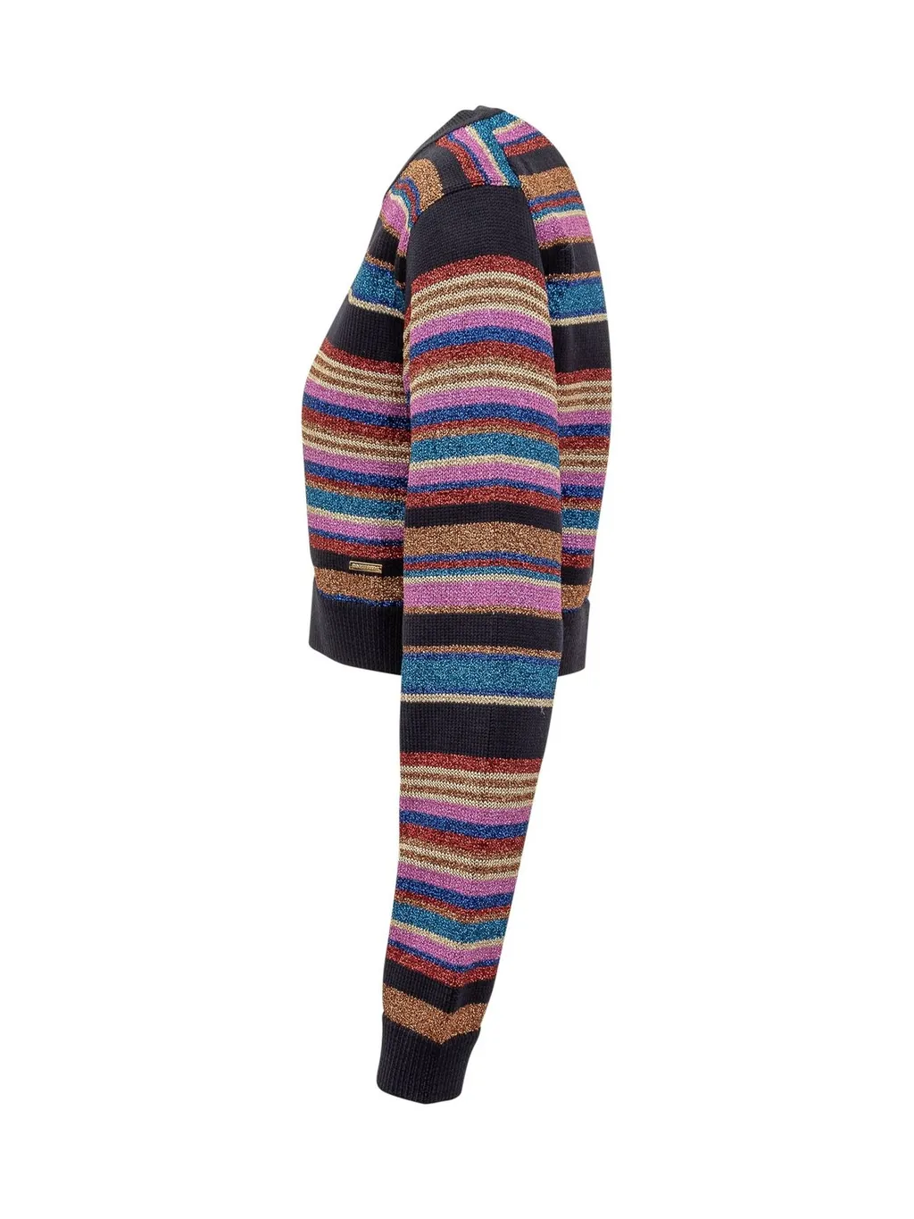 Striped Button Up Crewneck Cardigan