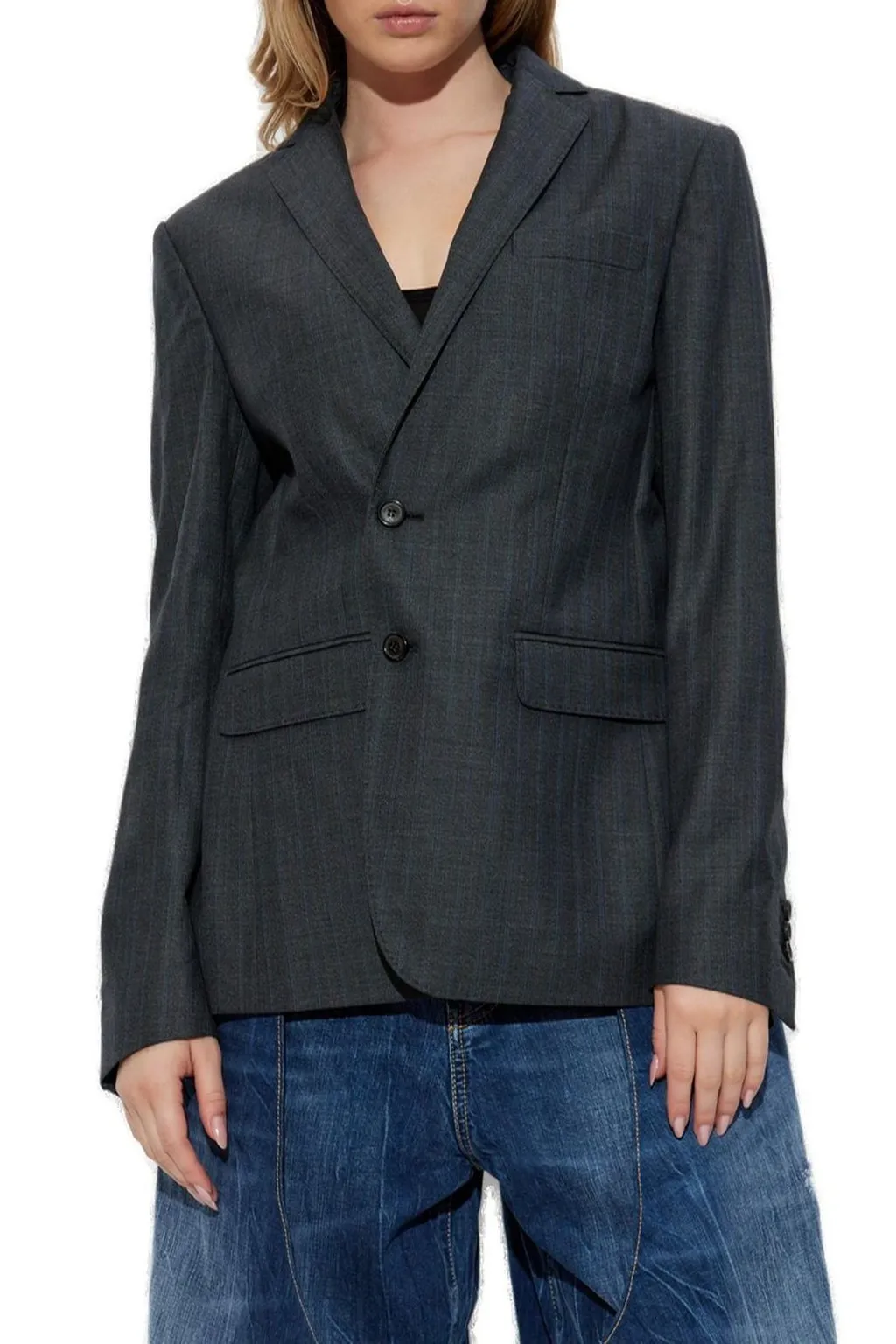 Single Breasted Pinstriped Blazer