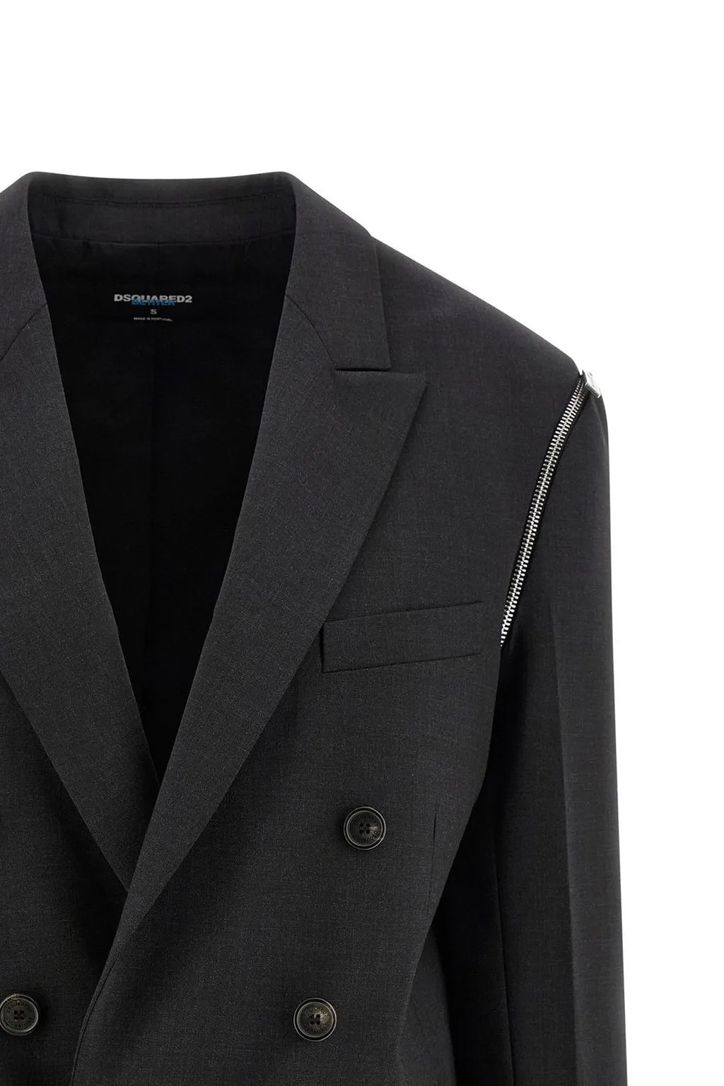 Double-Breasted Zip Detailed Blazer
