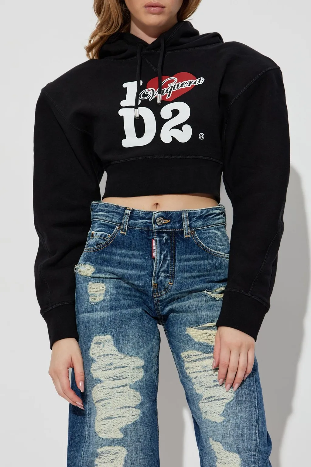 X Vaquera Drawstring Cropped Hoodie